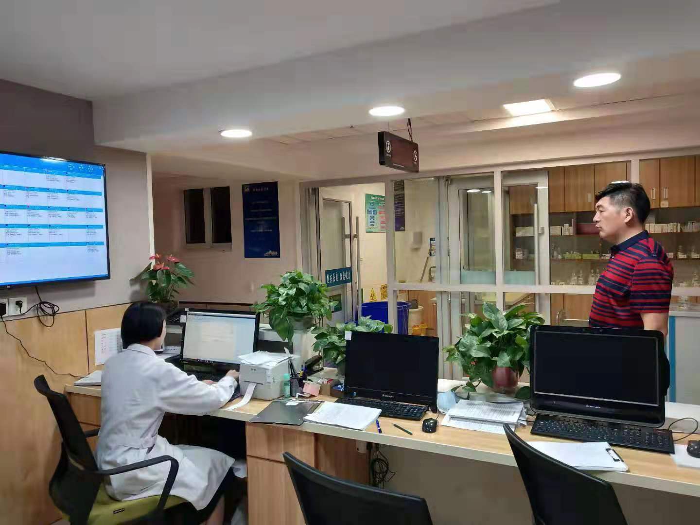 Edward Medical Leadership Surveys the Construction Site of Laminar Flow Operating Room Project in a Hospital~